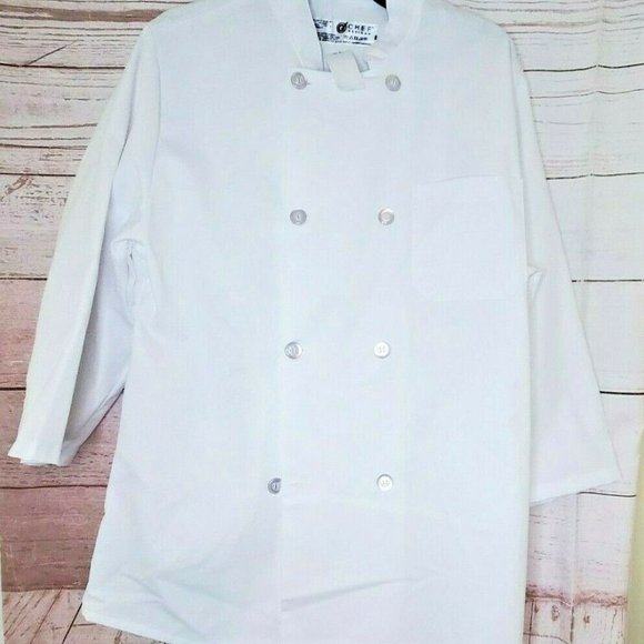 Puritan Cape Cod Size S RG White Chef Design Button Up Chef Coat - Picture 2 of 7